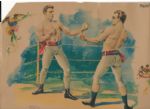 James J Corbett & Charley Mitchell Police Gazette Boxing Lithograph
