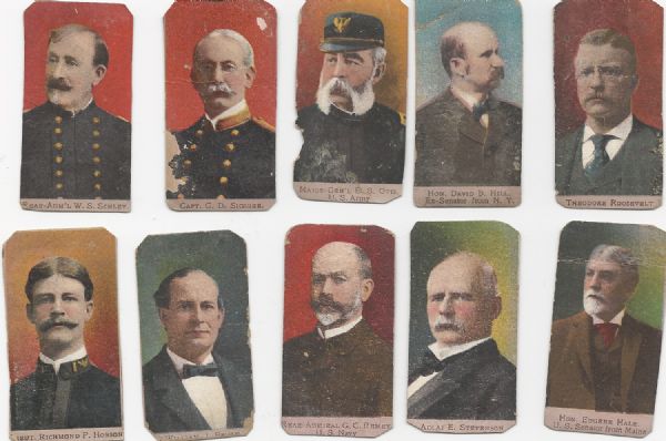 C. 1909 Heroes of the Spanish (American) War Lot of (10) Strip Cards