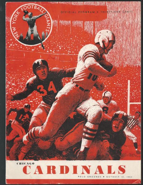 1953 NY Giants (NFL) vs Chicago Cardinals Football Program