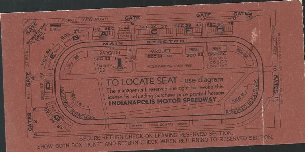 1954 Indianapolis 500 Racing Ticket
