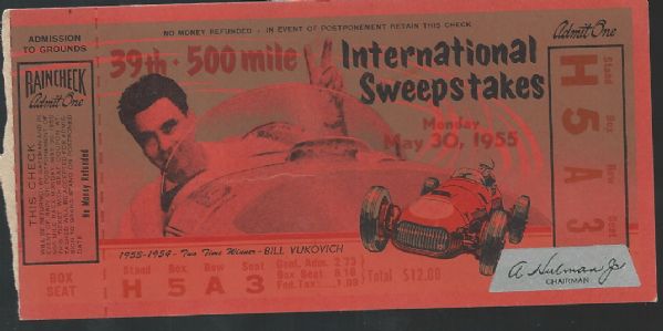 1955 Indianapolis 500 Racing Ticket
