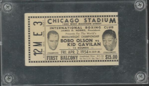 1954 Bobo Olson vs Kid Gavilan Middleweight Championship Boxing Ticket