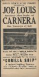 1935 Joe Louis vs Primo Carnera Heavyweight Championship Fight Handbill