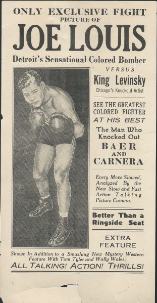 1935 Joe Louis vs King Levinsky Heavyweight Championship Handbill