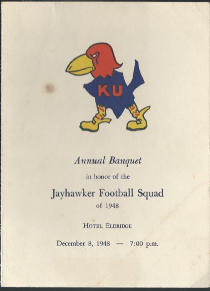 1948 Kansas Jayhawks College Football Banquet Program
