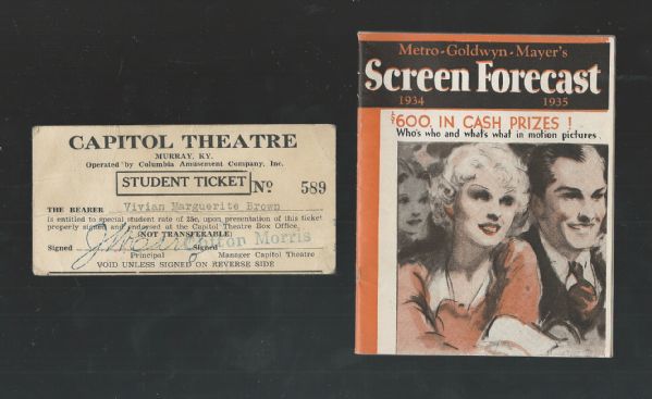 C. 1935 Metro Goldwyn Mayer Screen Forecast Movie Star Booklet with Theatre Ticket