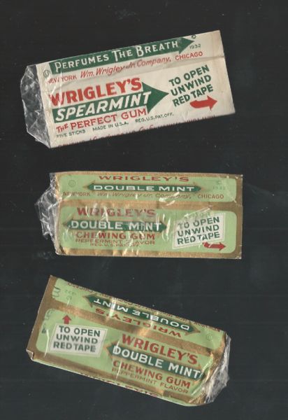 1932 - 33 Wrigley's Spearmint Gum Wrapper Lot of (3) 