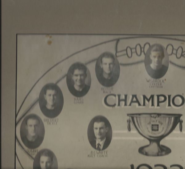 1933 Yale Football Player Champions Composite Framed Display Piece
