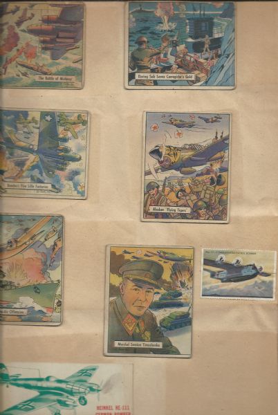 1942 War Gum Cards Lot of (40) Affixed to Scrapbook Pages