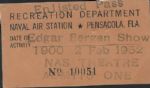 1952 Edgar Bergen Naval Base Performance Ticket