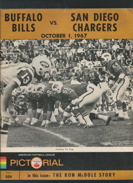 1967 Buffalo Bills (AFL) vs SD Chargers Game Program 