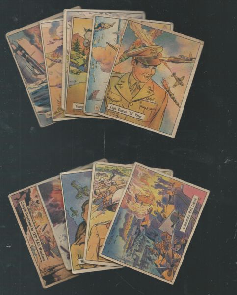 1940's World War II Lot of (12) War Gum & War Action Cards