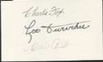 Managers Autographed Index Card with: Durocher, Alston and Fox