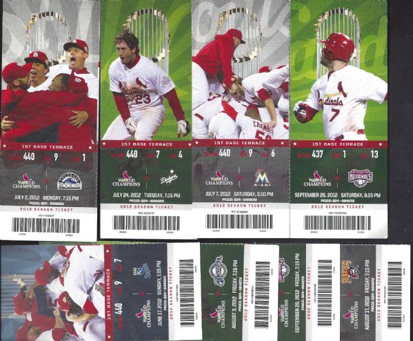 2012 St. Louis Cardinals MLB Lot of (8) Tickets 