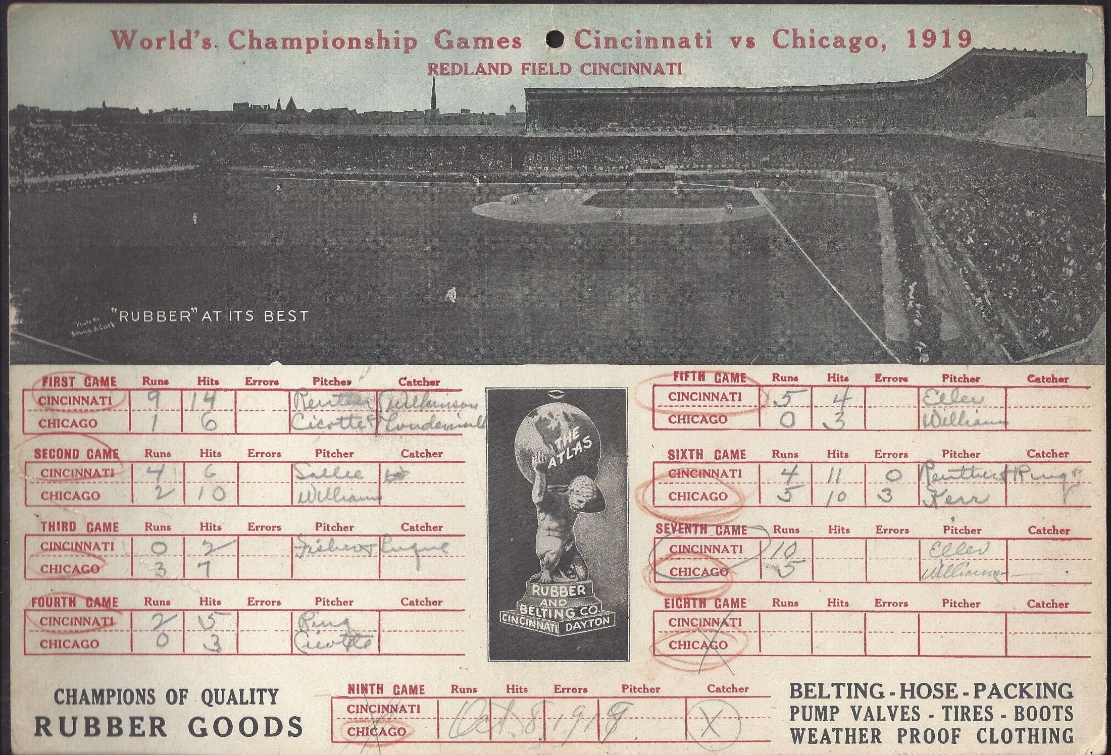 Lot Detail 1919 World Series Scorecard (Reds vs White Sox) from