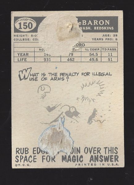 1959 Eddie LeBaron (Washington Redskins) Autographed Card  