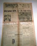1964 The Cleveland Browns Win the Eastern Conference Title Newspaper