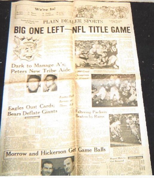 1965 Cleveland Browns (Eastern Division Champs) Clinching Newspaper