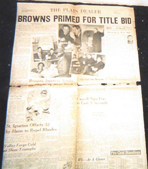 1964 Cleveland Browns Primed for Title Bid Headline - One Page of Cleveland Plain Dealer