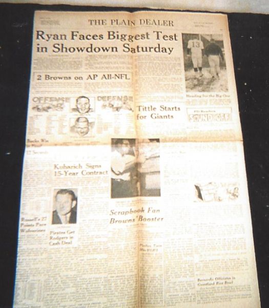 1964 Cleveland Browns: Ryan Faces Biggest Test in Showdown Saturday Headline