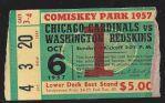 1957 Chicago Cardinals (NFL) Ticket Stub vs Redskins