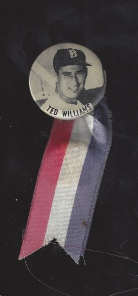 1950's Ted Williams (HOF) PM10 Stadium Pin with Ribbon # 2