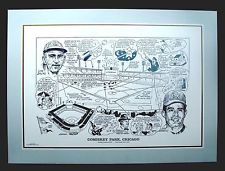 Big Lot of (8) MLB Old Time Stadium Pen & Ink Style Lithographs
