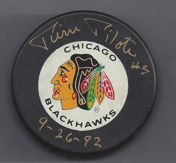 Pierre Pilote (NHL) Chicago Blackhawks Autographed Hockey Puck