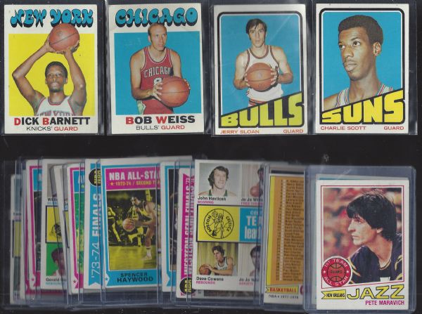 1970's Lot of (20) NBA & ABA Basketball Cards including Pete Maravich & Dr. J