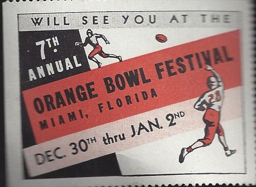1941 Orange Bowl Game & Festival Large Size Commemorative Sticker