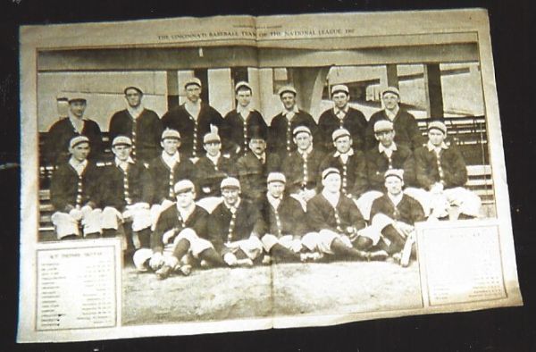 1907 Cincinnati Reds NL Large Size B x W Team Panoramic 