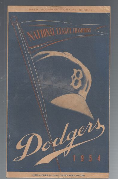 1954 Brooklyn Dodgers Official Program at Ebbets Field
