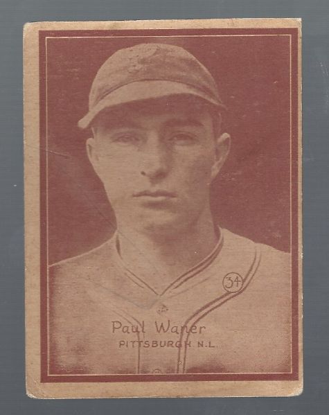 1931 Paul Waner (HOF) W517 Baseball Strip Card