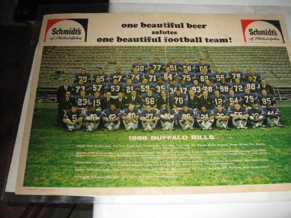 1966 Buffalo Bills (AFL) Large Size Color Team Panoramic Photo Sponsored by Schmidt's Beer