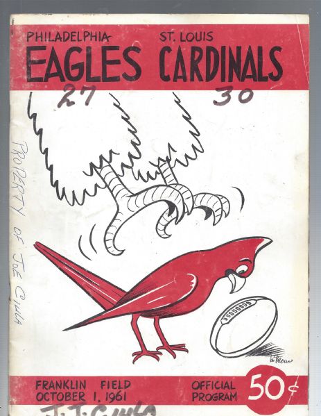 1961 Philadelphia Eagles (NFL) vs St. Louis Cardinals Football Program