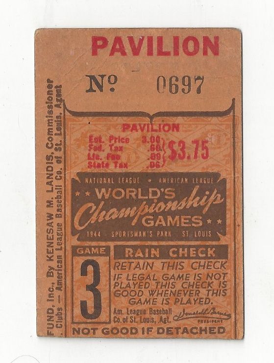Lot Detail - 1944 World Series Ticket Game # 3 - The All St. Louis Match-up - Cardinals vs Browns