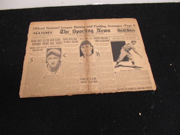 1933 Sporting News Partial Baseball Paper