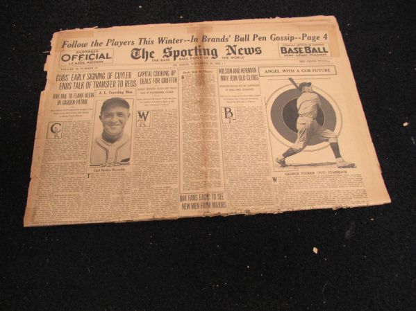 1933 Sporting News Partial Baseball Paper