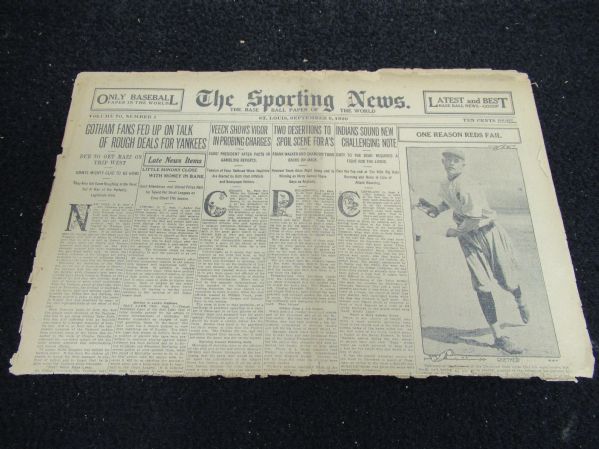 1920 Sporting News Partial Baseball Paper