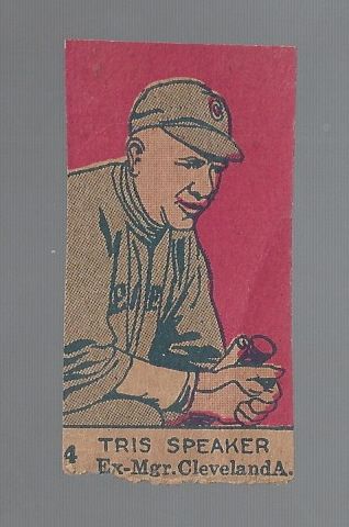 1920's Tris Speaker (HOF) Hand-Cut Baseball Strip Card