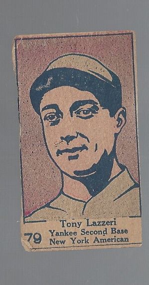 1920's Tony Lazzeri (HOF) Hand-Cut Baseball Strip Card