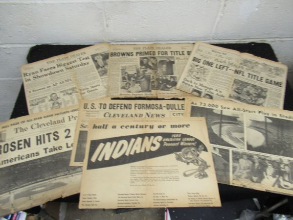 1954 - 1964 Cleveland Indians & Browns Newspaper Partial Papers & Clipping Lot