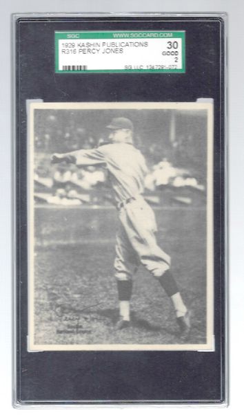 1929 Percy Jones Kashin Baseball Card - SGC Graded 2 Good