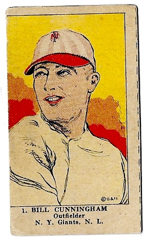 1923 W515-1 Bill Cunningham Baseball Strip Card