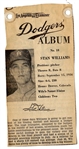 1961 LA Examiner - Stan Williams (LA Dodgers) - Newsprint Baseball Card