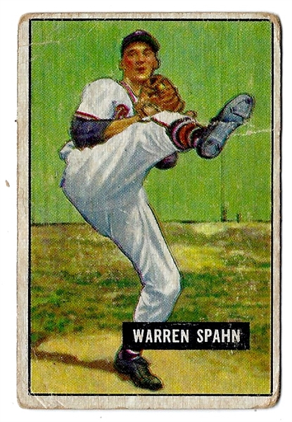 1951 Warren Spahn (HOF) Bowman Baseball Card