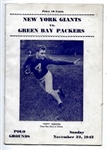 1942 NY Giants (NFL) vs. Green Bay Packers Football Program 