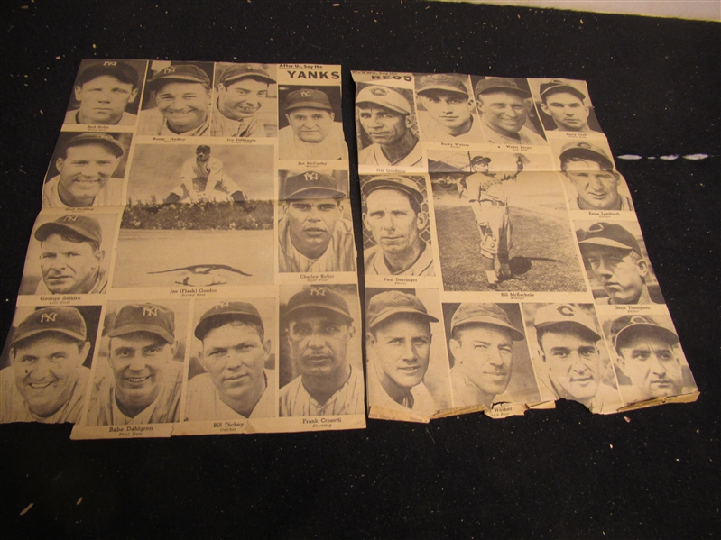 1939 World Series (Yanks vs. Reds) Newspaper Composites - Both Teams - Suitable For Framing