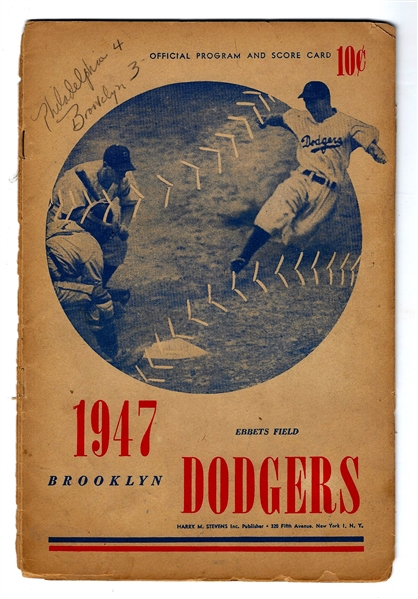 1947 Brooklyn Dodgers (Jackie Robinson Rookie Year) Official Program - 5/24/47