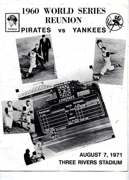 1971 Reunion Program of the 1960 World Series - (4) Page Program - 8/7/71